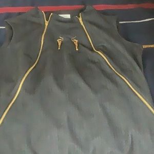 Calvin Klein navy blue zipper dress with matching earrings